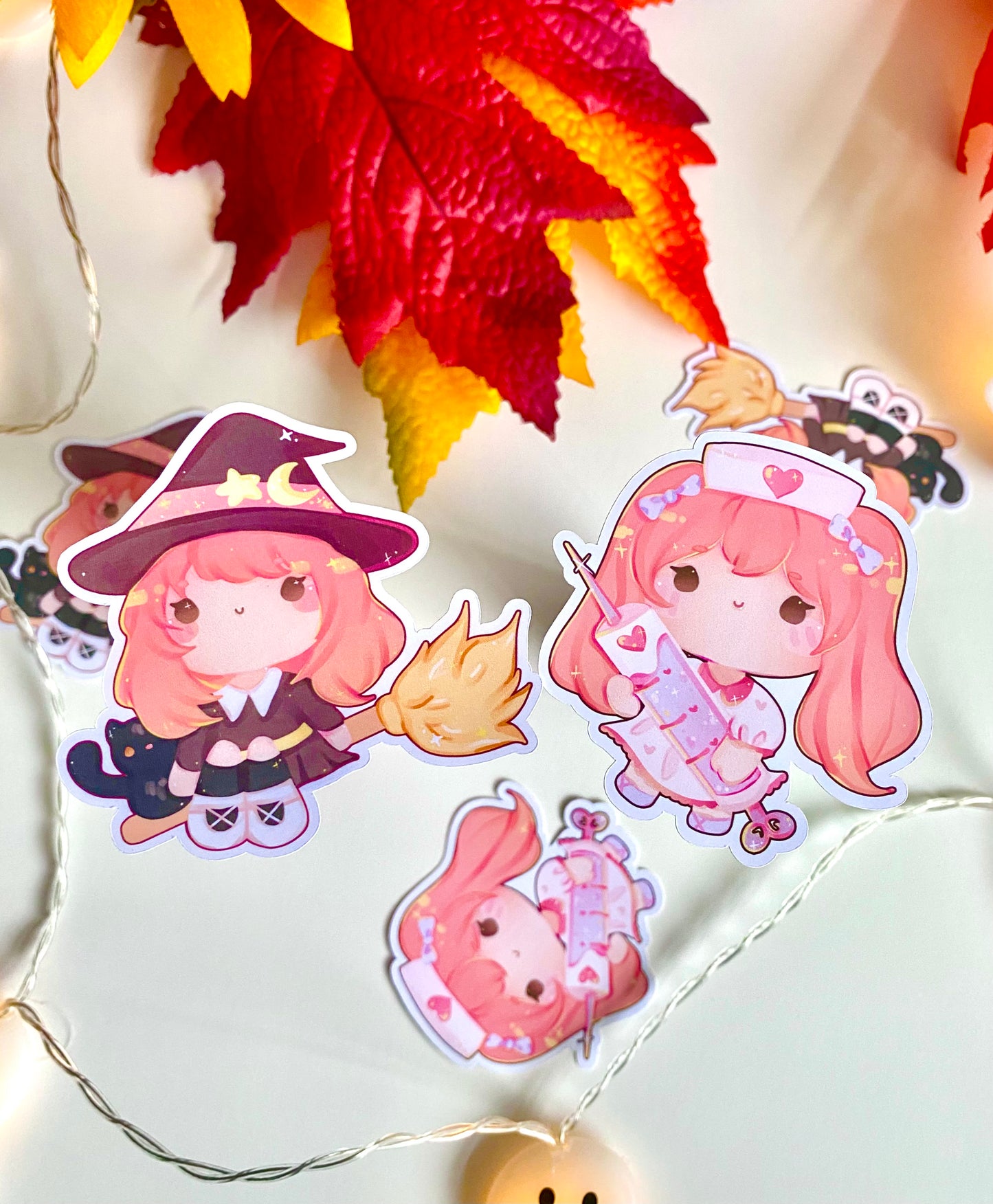 Witch & Nurse Halloween Sticker Set