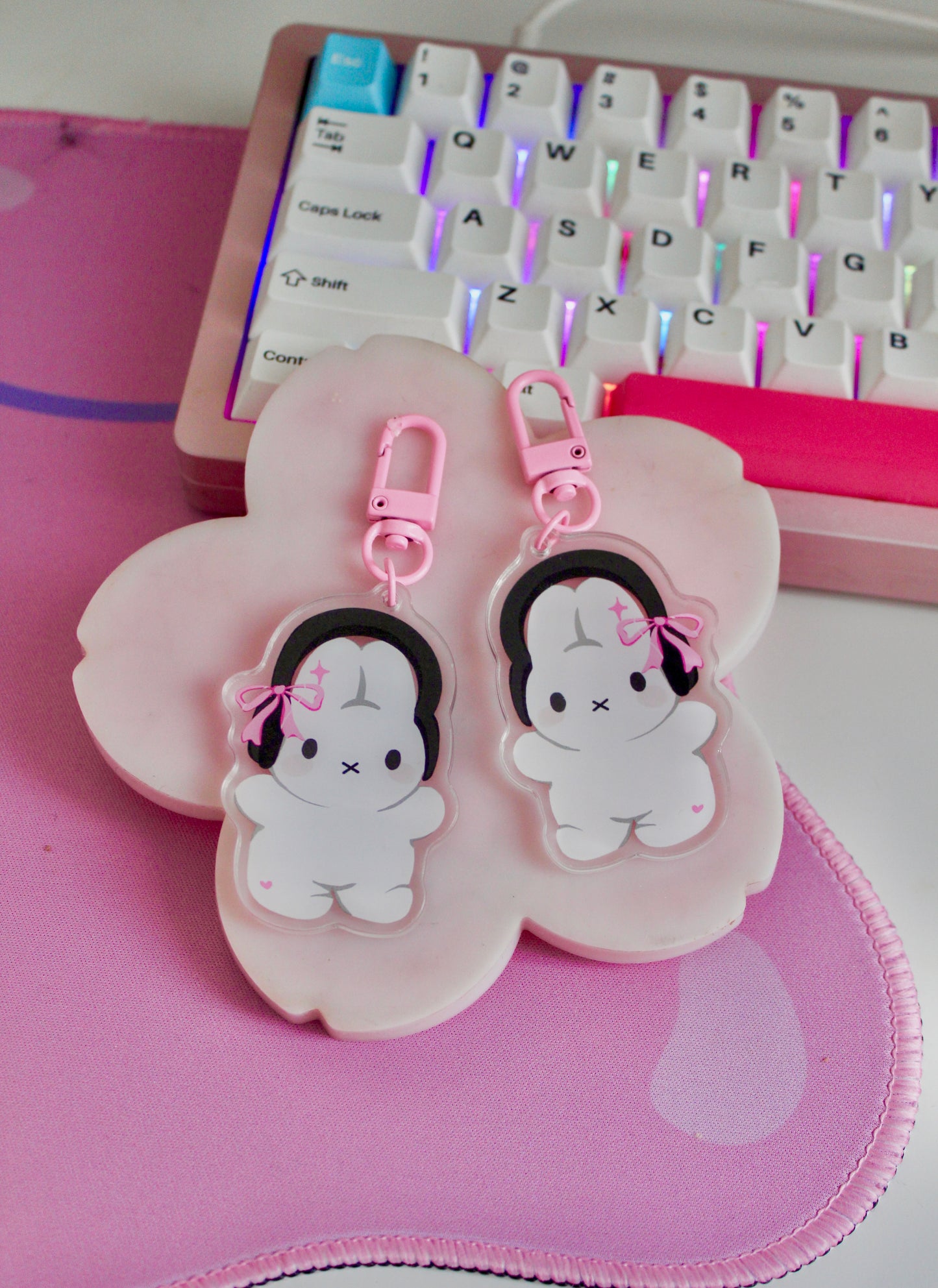 Coquette Miffy Headphones Keychain