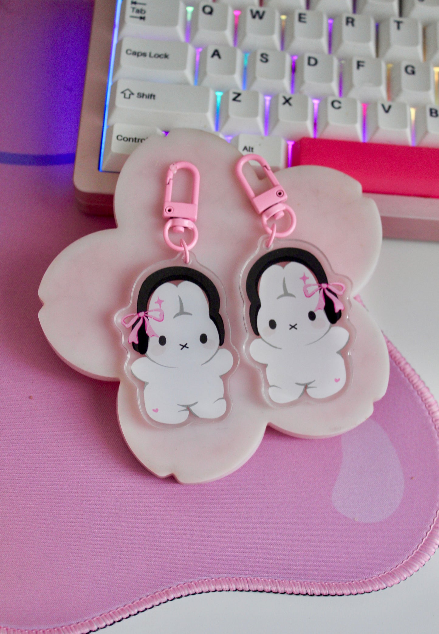 Coquette Miffy Headphones Keychain