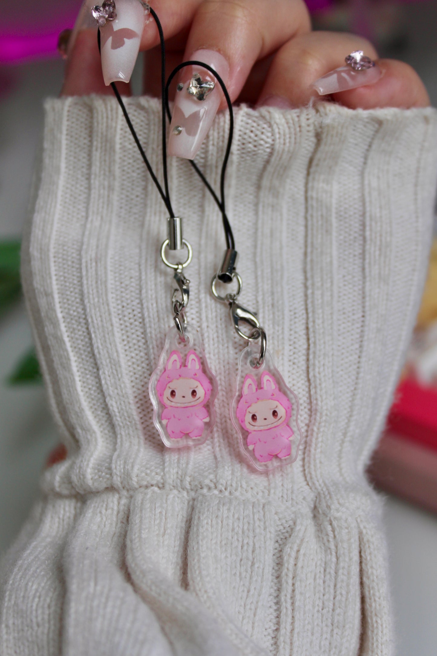 Pink Labubu Phone Charm