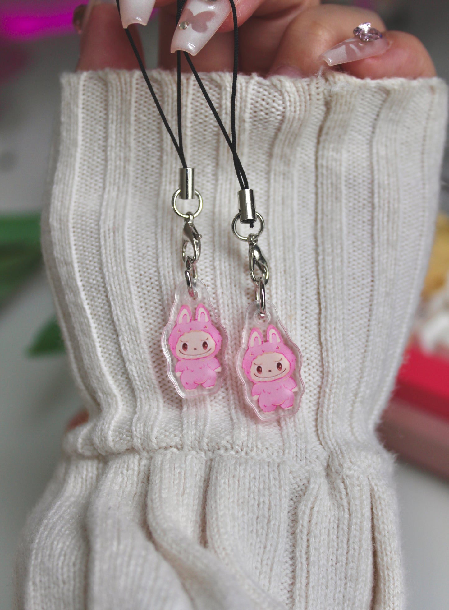 Pink Labubu Phone Charm